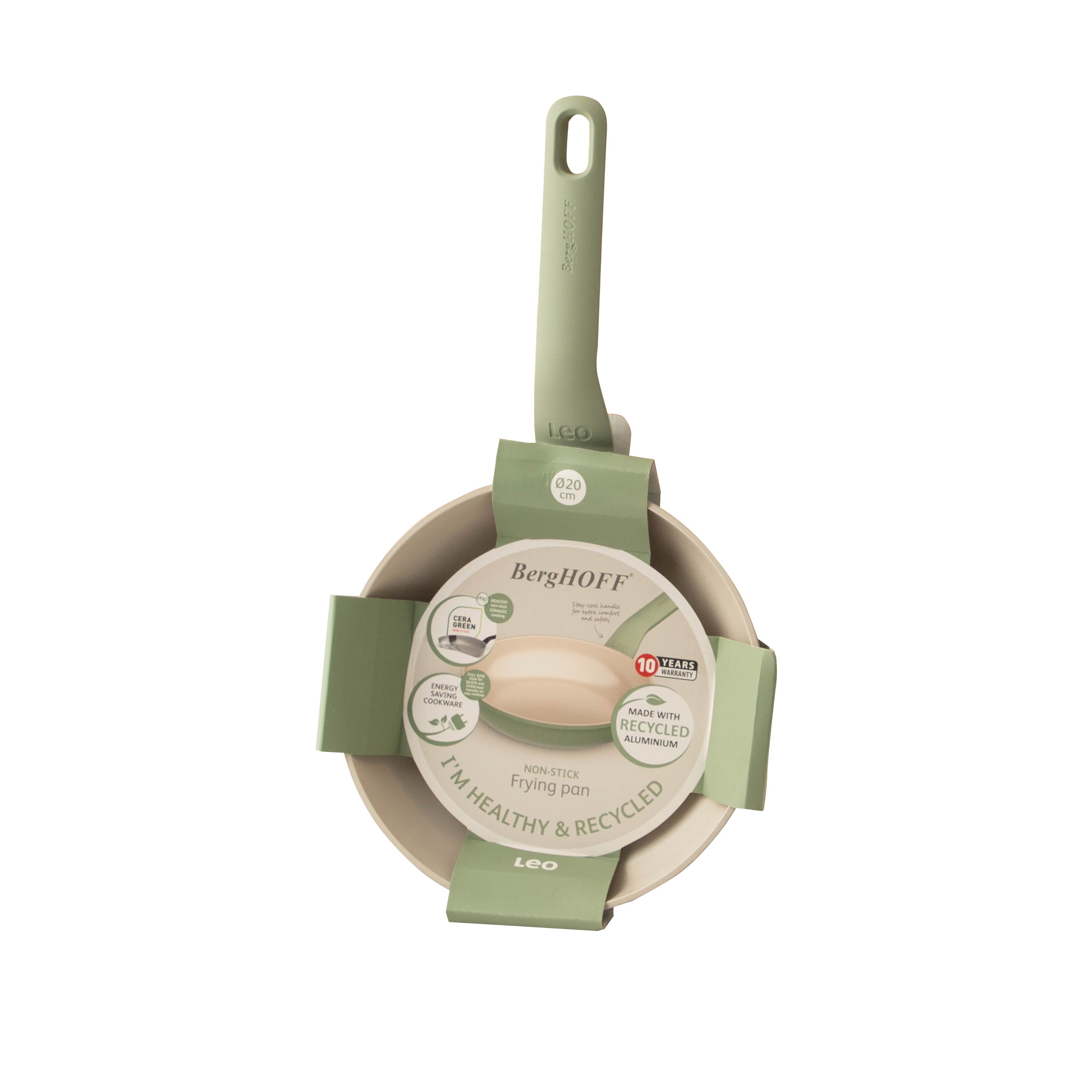 BergHOFF 20cm Frying Pan - Balance Sage with Ceramic Non-Stick Coating & Recycled Aluminium