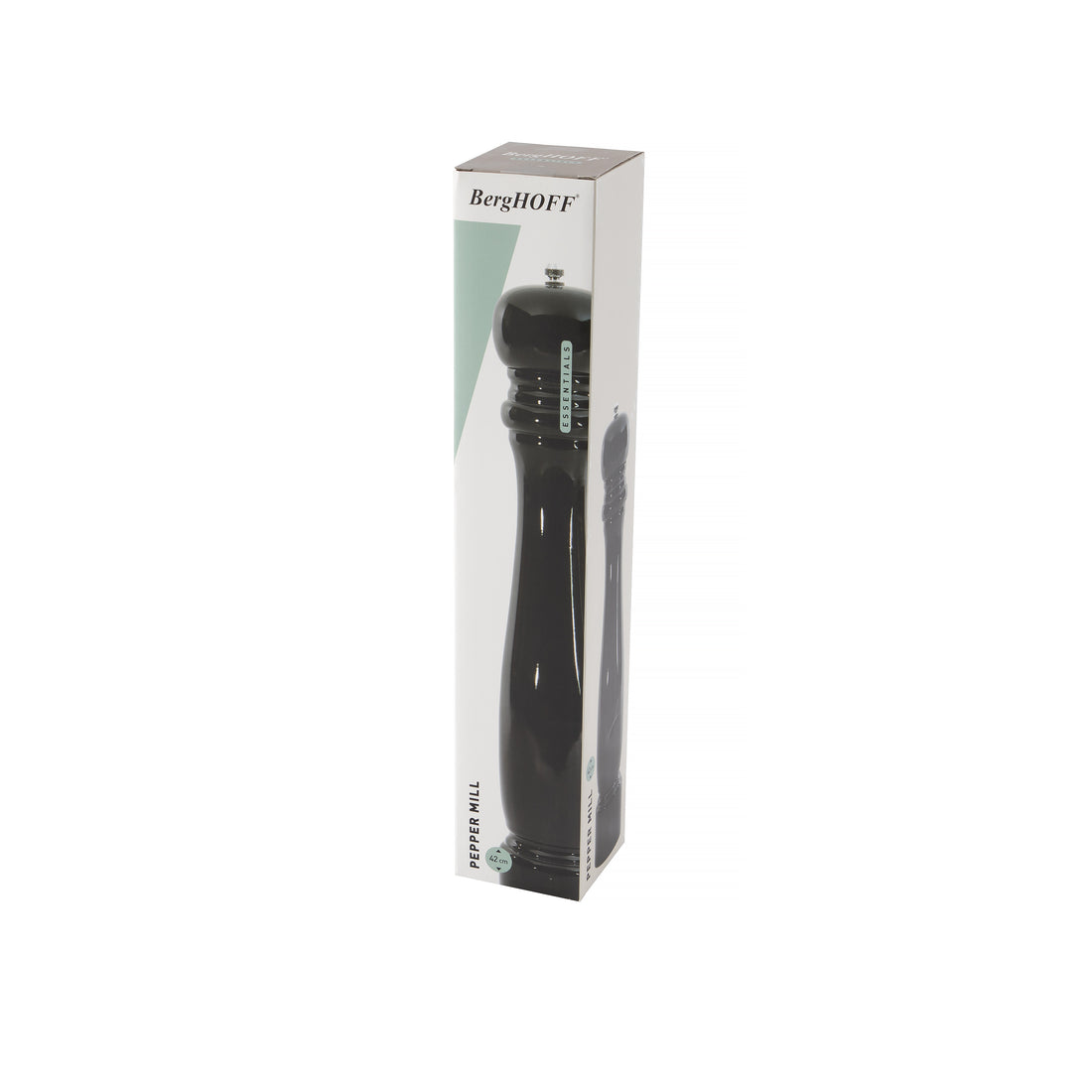 BergHOFF 42cm Pepper Mill - Glossy Black Wooden Body with Adjustable Ceramic Grinder