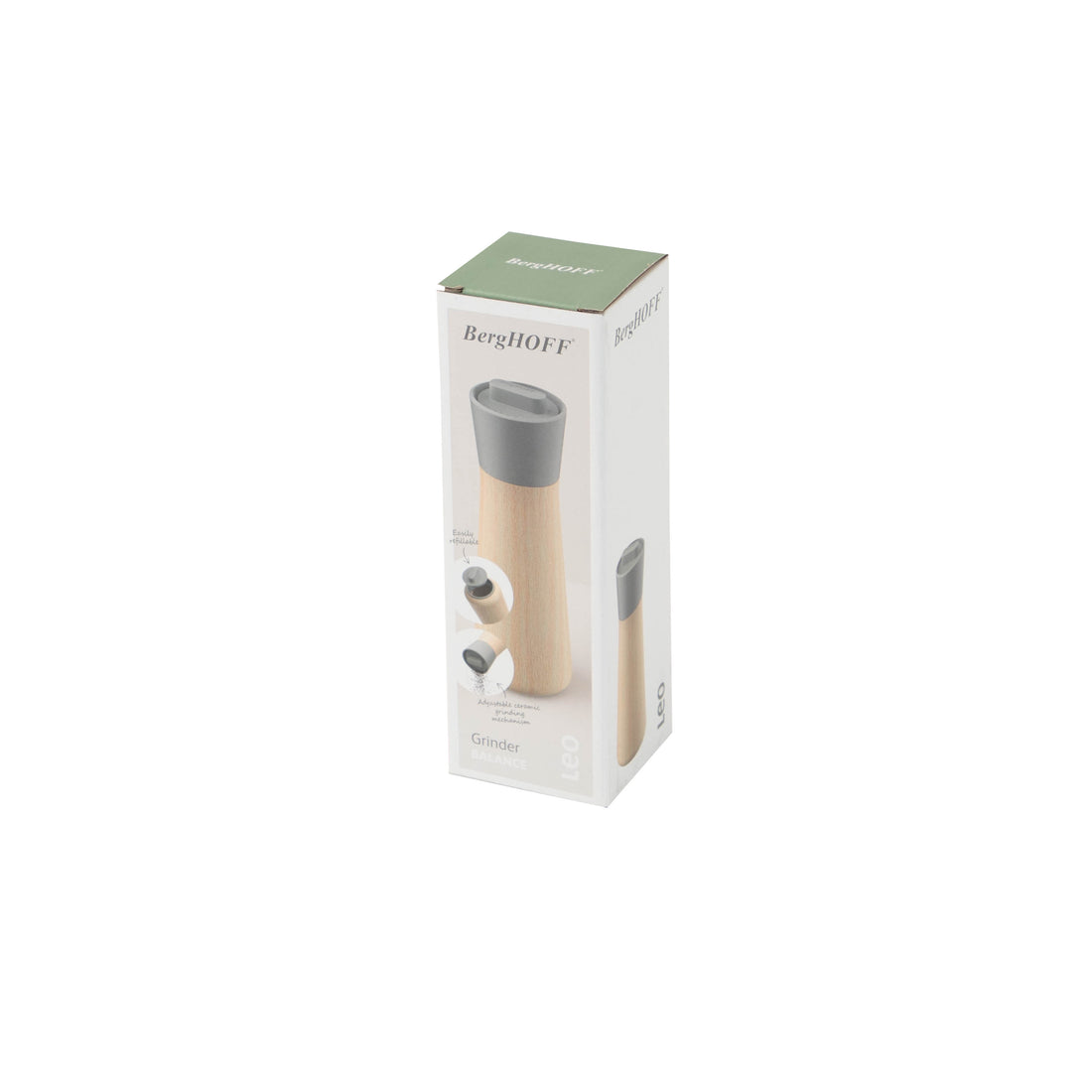 BergHOFF Grinder - Balance Moonmist Series with Ceramic Mechanism and Eco-Friendly Wood Body