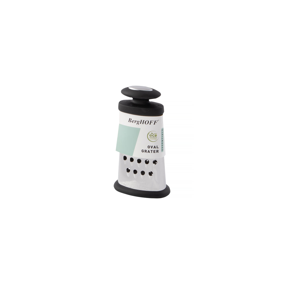 BergHOFF Oval Grater - Space-Saving Stainless Steel Grater with Soft-Touch Handle and Non-Slip Rubber Base