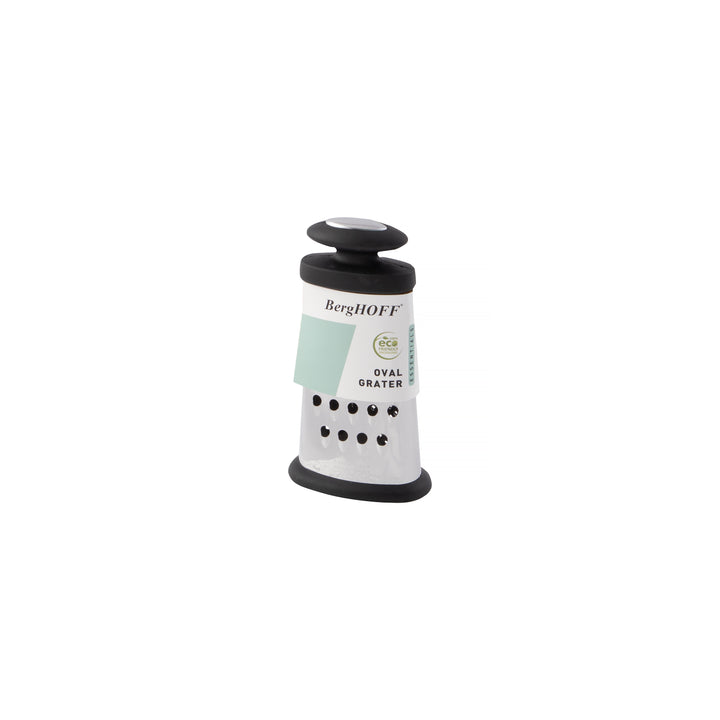 BergHOFF Oval Grater - Space-Saving Stainless Steel Grater with Soft-Touch Handle and Non-Slip Rubber Base