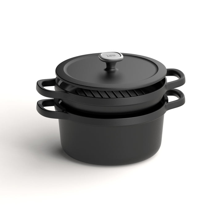 BergHOFF 26cm Cast Iron Stockpot - Graphite Series with Basting Lid for Slow Cooking