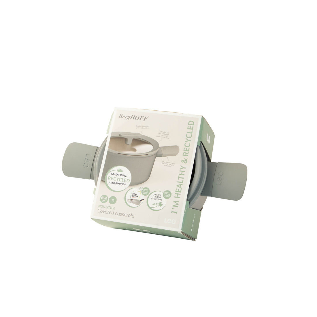 BergHOFF 20cm Covered Casserole – Balance Moonmist with Spoon Rest Lid &amp; Recycled Aluminium Body
