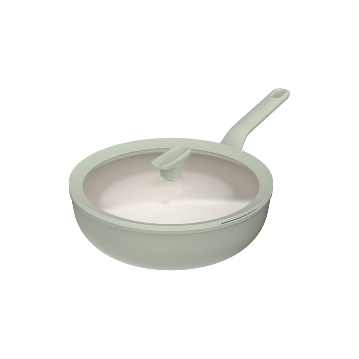 BergHOFF 28cm Covered Wok - Balance Sage with Non-Stick Coating, Lid with Spoon Rest and Strainer