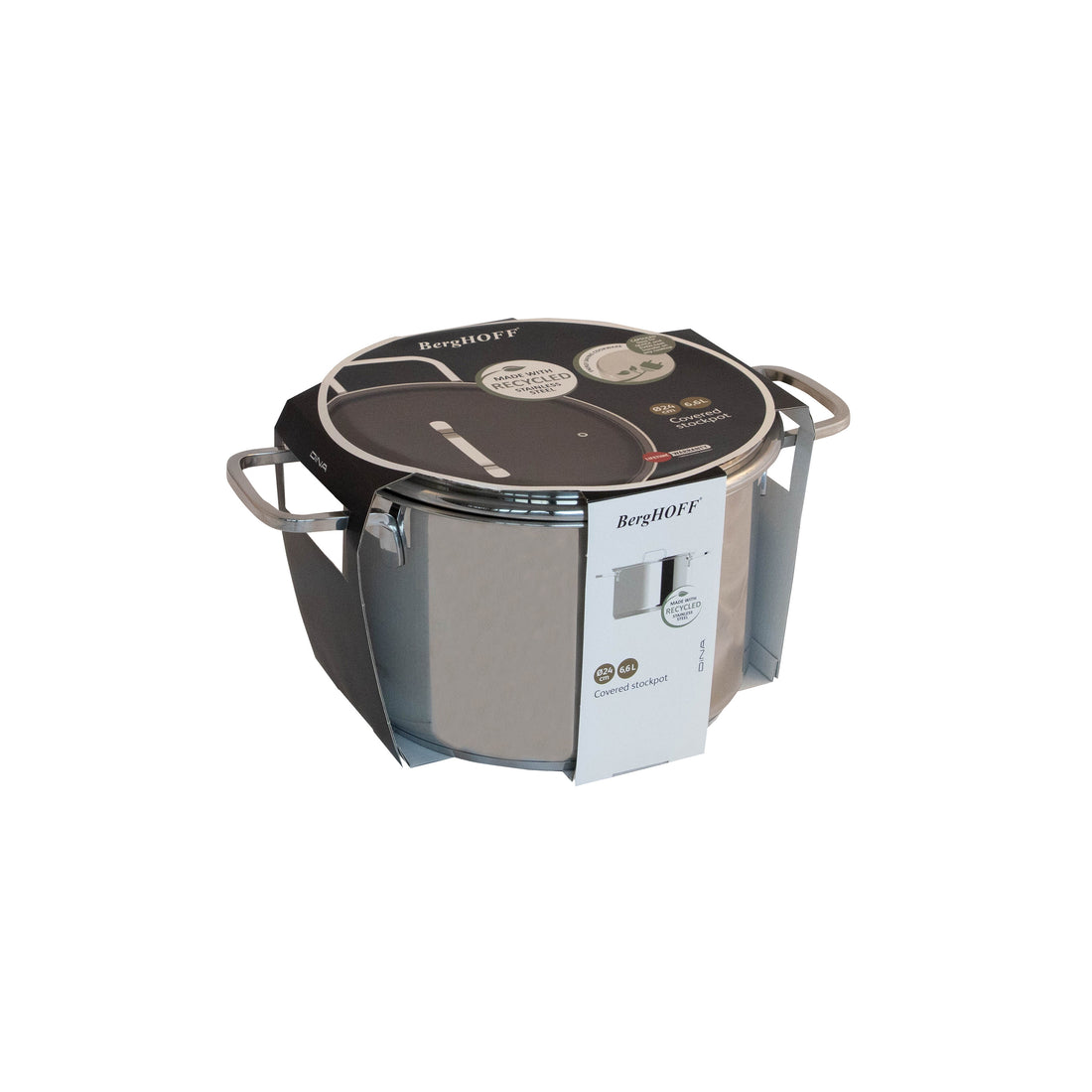 BergHOFF 24cm Covered Stockpot - Helix Series Stainless Steel with Induction Base and Steam Vent Lid