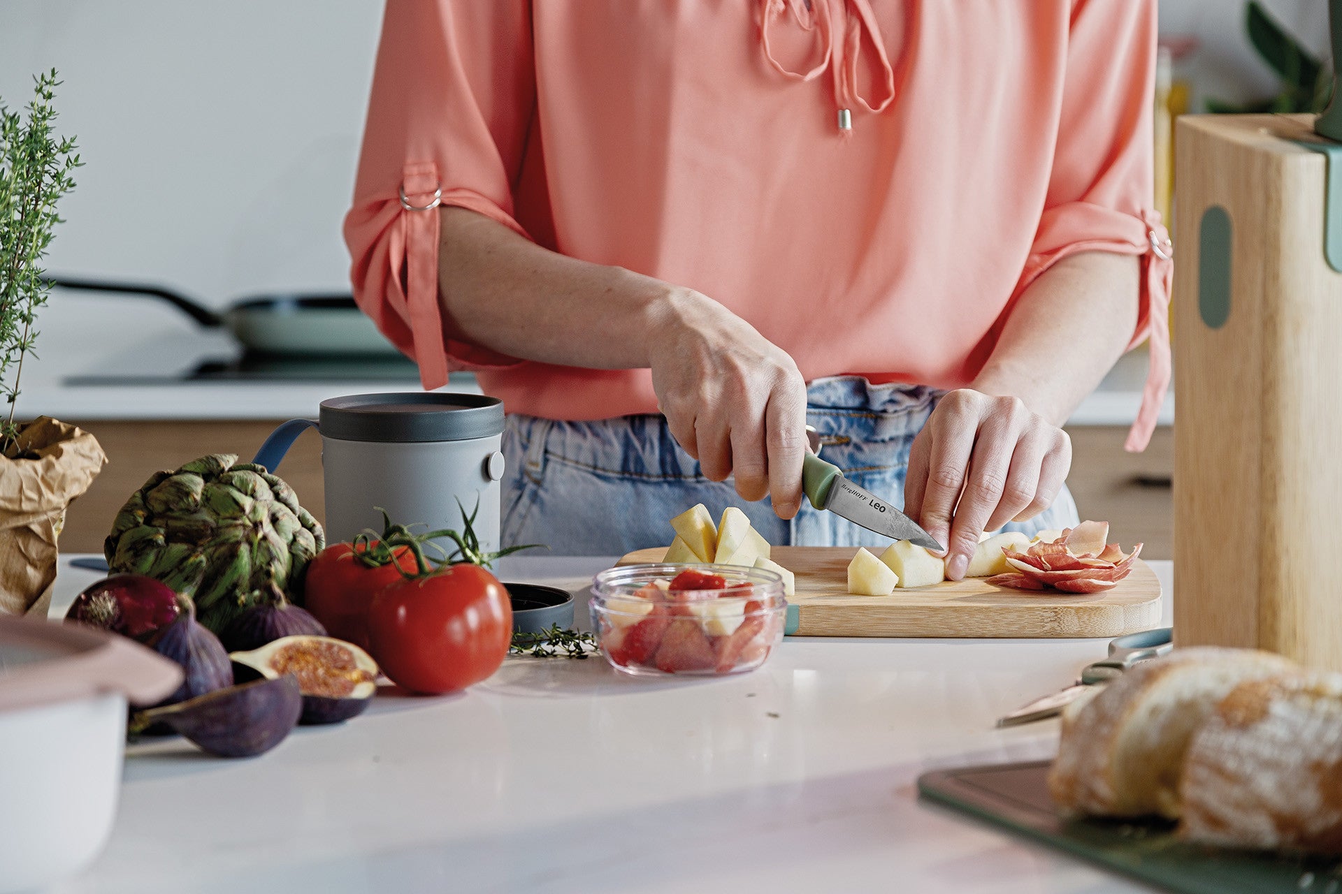 BergHOFF 6-Piece Knife Block Set - Forest Series with Built-In Sharpener and Soft-Grip Handles