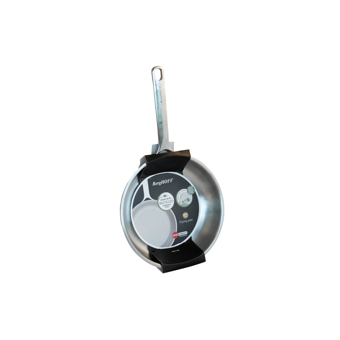 BergHOFF 24cm Frying Pan - Helix Series Recycled Stainless Steel with Secure Handle and Induction Base
