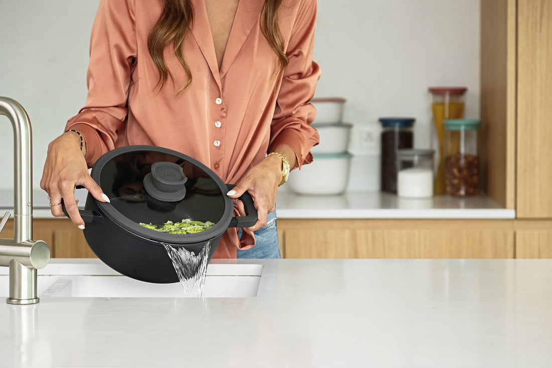 BergHOFF 24cm x 14cm Tall Stockpot - Stone+ Series with Glass Lid & Eco-Friendly Non-Stick Coating