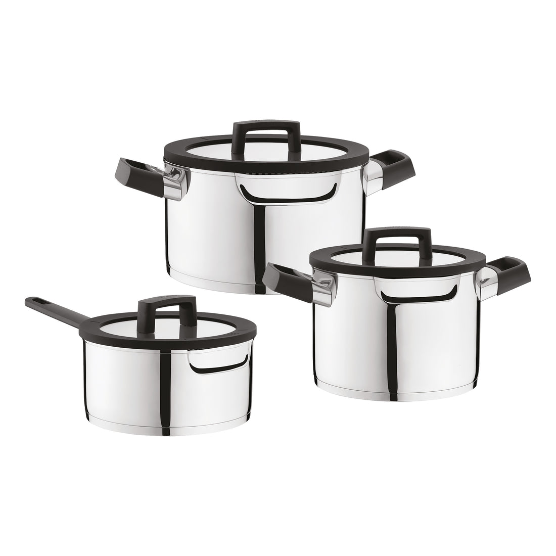 BergHOFF 6-Piece Cookware Set - Uqonic Downdraft Series with Steam Control Lids for Odour-Free Cooking