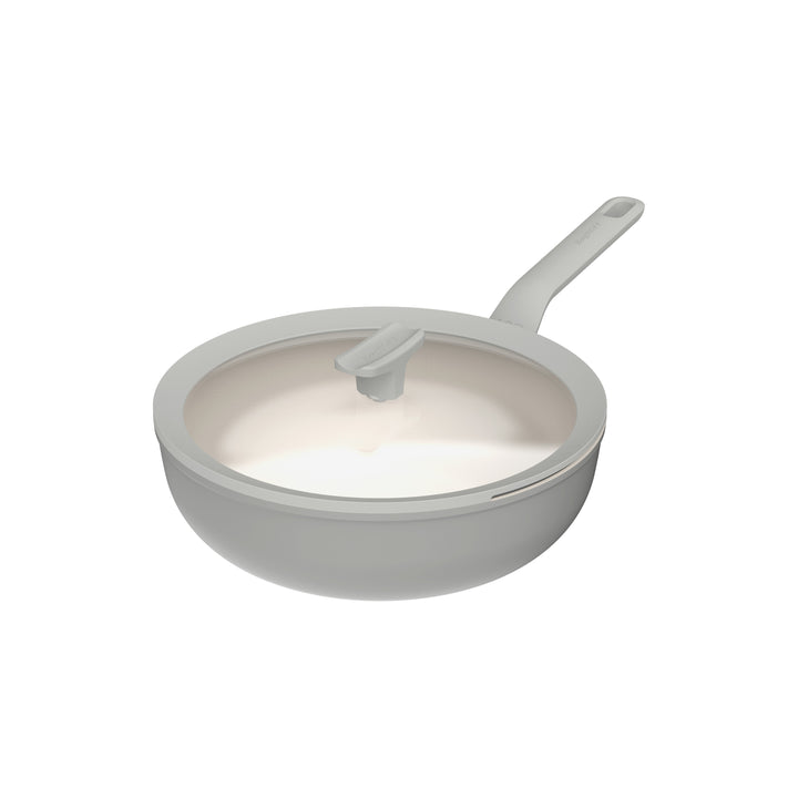 BergHOFF 28cm Covered Wok - Balance Moonmist Stir Fry Pan with Glass Lid & Straining Function