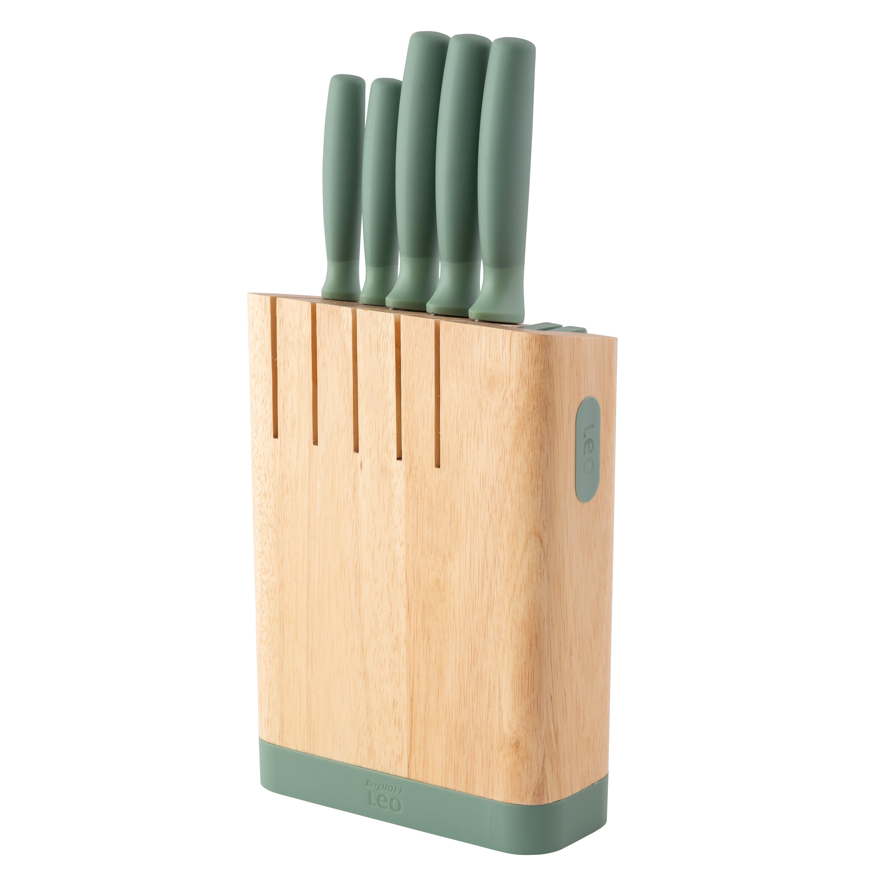 BergHOFF 6-Piece Knife Block Set - Forest Series with Built-In Sharpener and Soft-Grip Handles