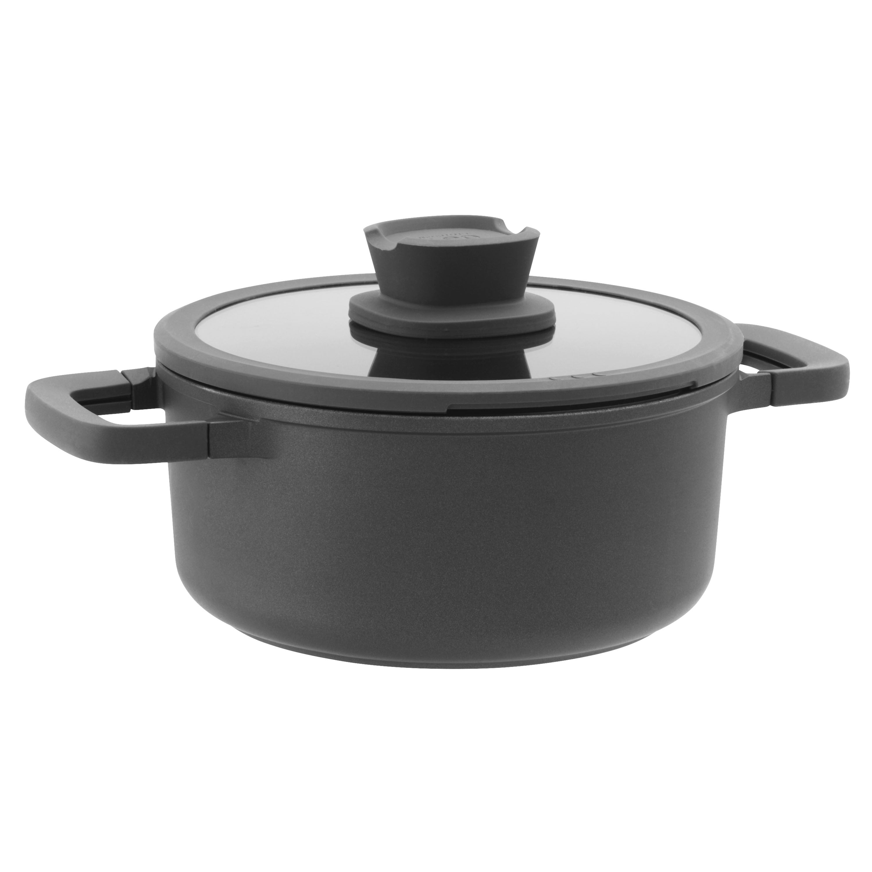 BergHOFF 20cm Covered Casserole – Stone+ Series with Straining Lid and Removable Silicone Grips