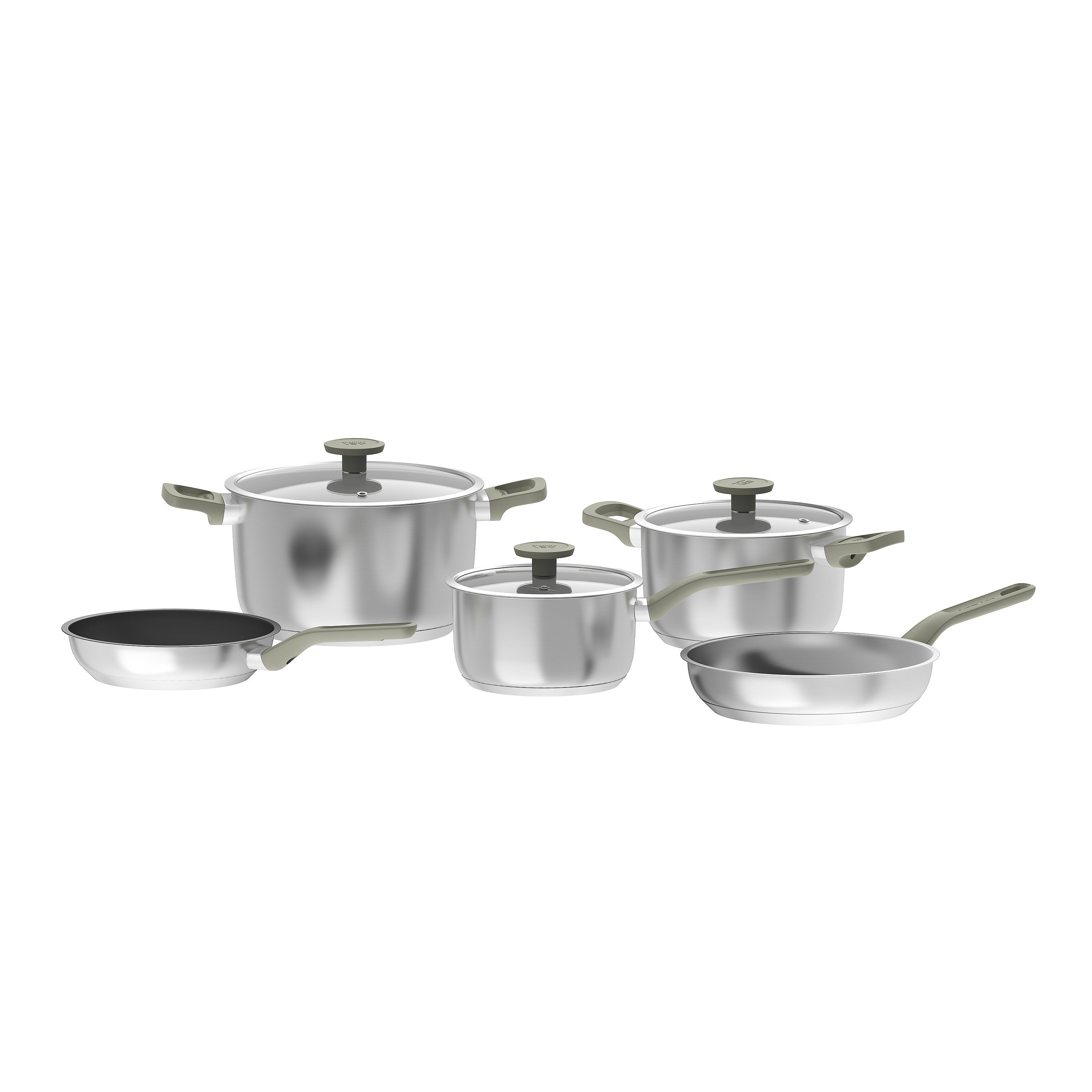 BergHOFF 6-Piece Cookware Set - Uqonic Downdraft Series with Bright Handles and Glass Lids